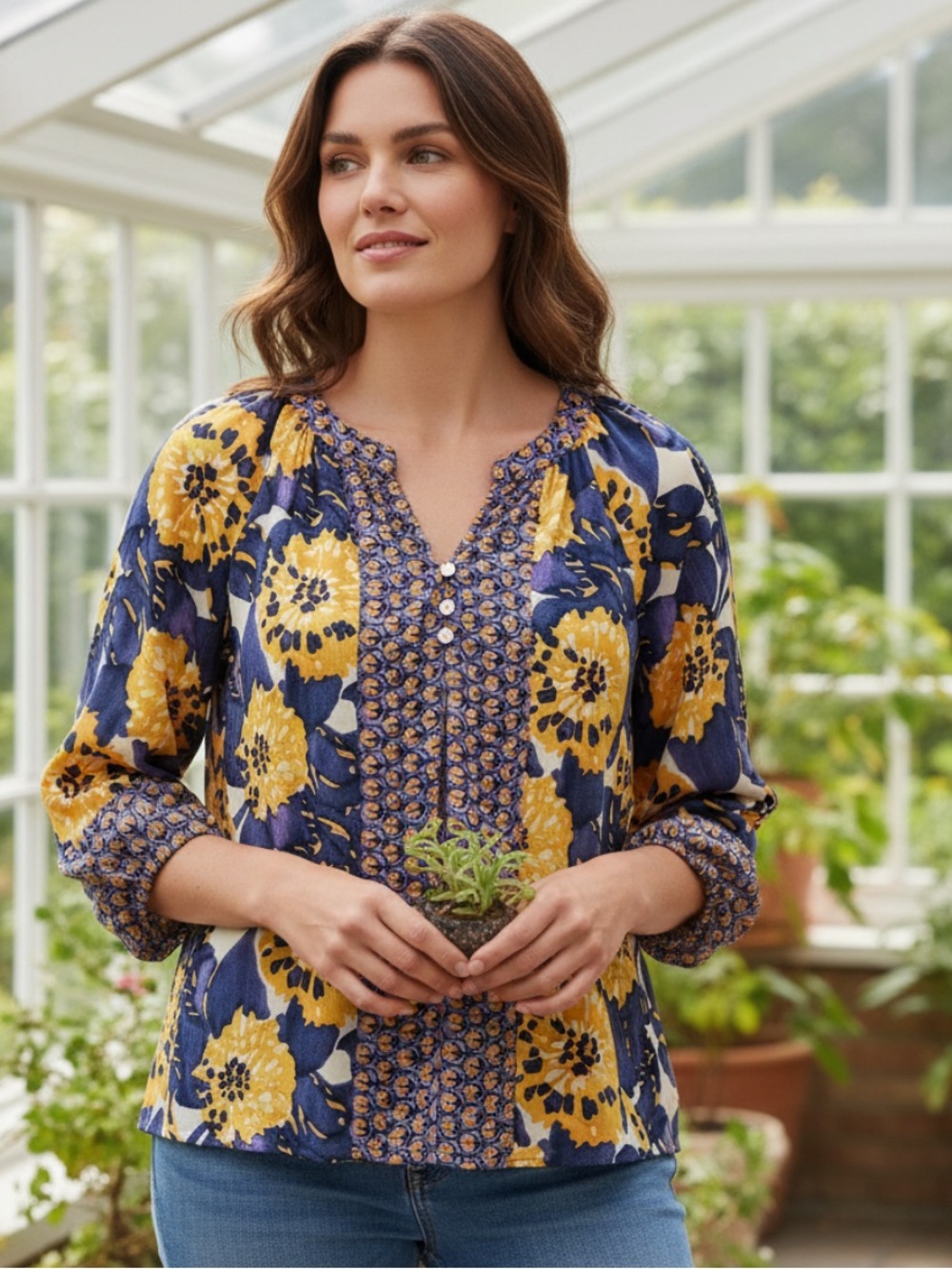 Figueroa & Flower Button-Front Blouse
